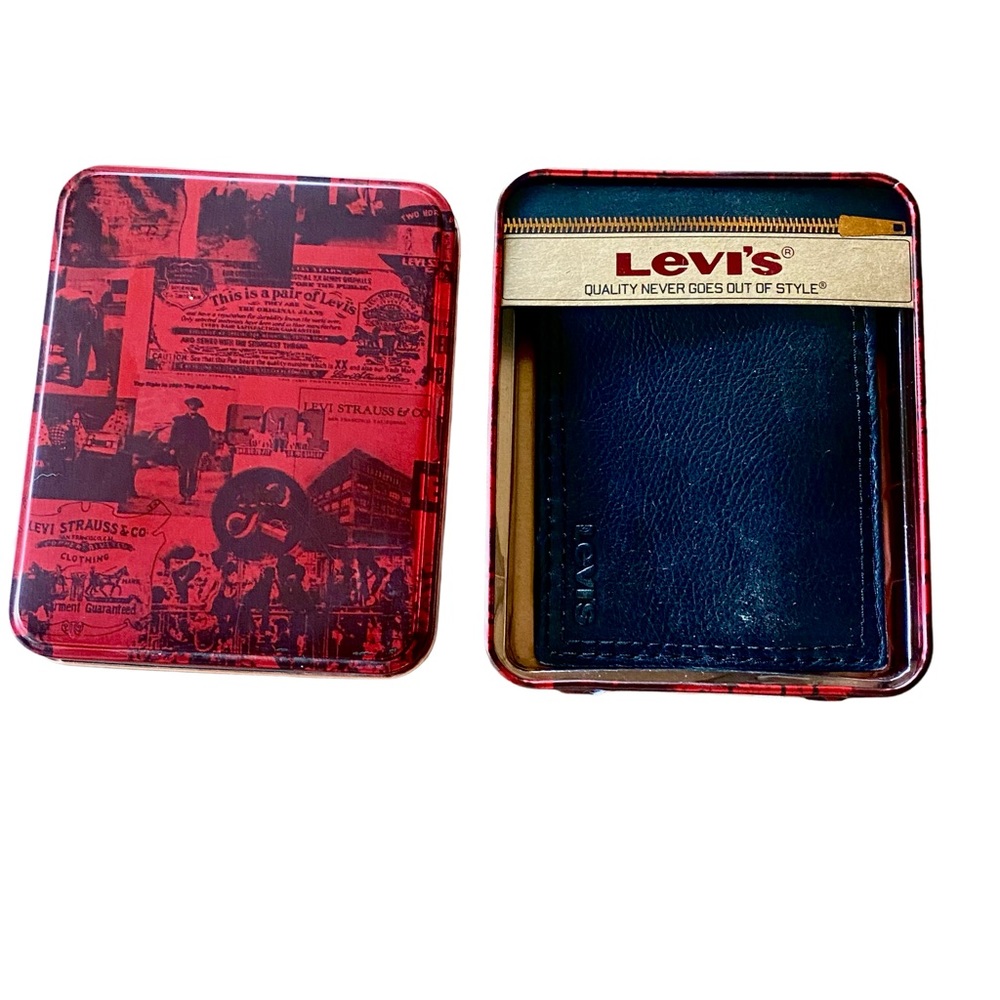 LEVI'S Original Genuine Leather Trifold Black Wallet New